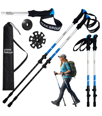 Trekkingo ir šiaurietiškojo ėjimo lazdos VERK GROUP su antgaliais ir dėklu, 62–137 cm