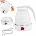 Sulankstomas silikoninis elektrinis kelioninis virdulys, baltas, 0,6 l
