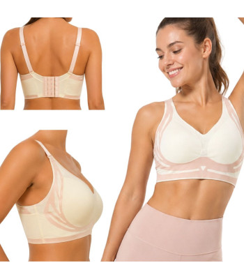 Moteriška sportinė push-up liemenėlė, besiūlė, formuojanti, su įdėklais, balta, 2XL