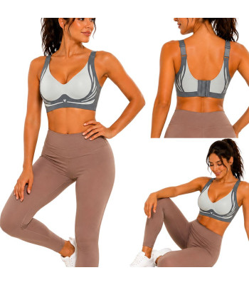Moteriška sportinė push-up liemenėlė, formuojanti, besiūlė, su įdėklais, pilka, L