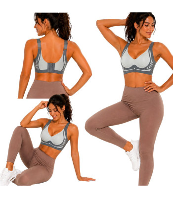 Moteriška besiūlė sportinė push-up liemenėlė su įdėklais, XL