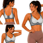 Besiūlė moteriška sportinė push-up liemenėlė su įdėklais, pilka, 2XL
