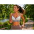 Besiūlė moteriška sportinė push-up liemenėlė su įdėklais, pilka, 2XL