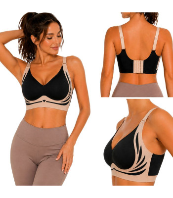 Moteriška besiūlė sportinė push-up liemenėlė su įdėklais, XL