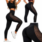 Moteriškos sportinės tamprės aukštu liemeniu, formuojančios, push-up, juodos, S/M