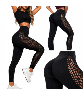 Moteriškos sportinės tamprės aukštu liemeniu, formuojančios, push-up, juodos, S/M