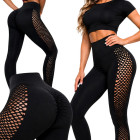 Moteriškos sportinės tamprės „push-up“ efektu, aukštu liemeniu, juodos, L/XL