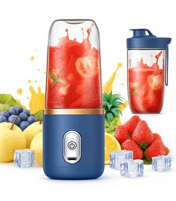Nešiojamasis USB kokteilių trintuvas su 6 peiliukais, 2 × 400 ml