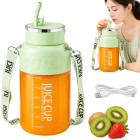 Gertuvė su USB blenderiu kokteiliams, šiaudeliu ir dirželiu, 1200 ml