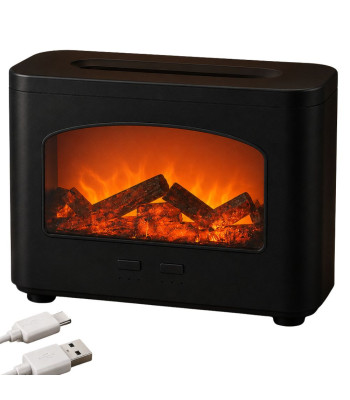 Oro drėkintuvas ir aromaterapinis difuzorius su LED liepsnos efektu, 19 × 14,5 × 9,5 cm