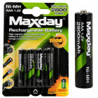 Įkraunamieji AAA akumuliatoriai Ni-MH, 4 vnt. – 1,2 V, 2800 mAh