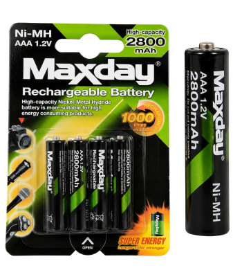 Įkraunamieji AAA akumuliatoriai Ni-MH, 4 vnt. – 1,2 V, 2800 mAh