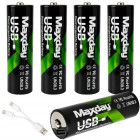 Įkraunami AA ličio jonų akumuliatoriai, 4 vnt., 1,5 V, 1466 mAh, USB-C