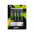 Įkraunami AA ličio jonų akumuliatoriai, 4 vnt., 1,5 V, 1466 mAh, USB-C