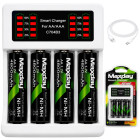 Maxday akumuliatorių įkroviklis su 4 AA akumuliatoriais ir USB-C kabeliu, AA/AAA