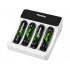 Akumuliatorių įkroviklis Maxday AA / AAA su LCD ekranu, 4 AAA akumuliatoriais ir USB-C kabeliu