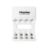 MAXDAY įkroviklis įkraunamiesiems AA ir AAA akumuliatoriams, 4 lizdų, USB-C, LED, 704A2, 9,4cm x 6,5cm x 2,6cm