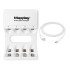 MAXDAY įkroviklis įkraunamiesiems AA ir AAA akumuliatoriams, 4 lizdų, USB-C, LED, 704A2, 9,4cm x 6,5cm x 2,6cm