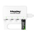 MAXDAY įkroviklis įkraunamiesiems AA ir AAA akumuliatoriams, 4 lizdų, USB-C, LED, 704A2, 9,4cm x 6,5cm x 2,6cm