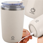 Savaime maišantis termopuodelis su USB maišikliu, smėlio spalvos, 350 ml