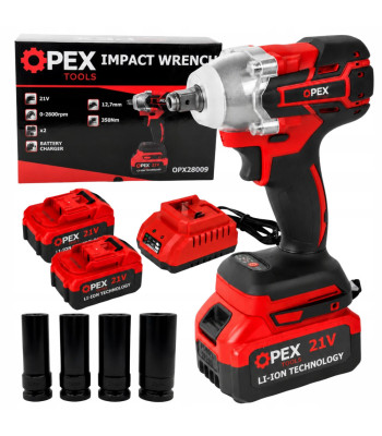 Akumuliatorinis smūginis veržliasukis OPEX TOOLS OPX28009, 21 V, 350 Nm, su 2 akumuliatoriais