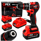 Akumuliatorinis smūginis gręžtuvas-suktuvas bešepetėliniu varikliu OPEX TOOLS, su 2 akumuliatoriais ir lagaminu – 21V, OPX28011