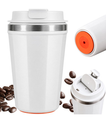 Terminis puodelis su siurbtuku kavai ir arbatai, baltas, 380 ml