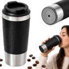 Terminis puodelis su siurbtuku kavai ir arbatai, juodas / sidabrinis, 500 ml