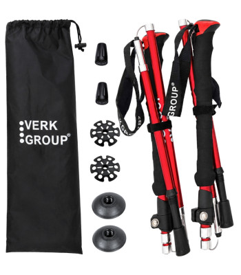 Sulankstomos trekingo lazdos, 2 vnt., raudonos – 35 cm, iki 136 cm