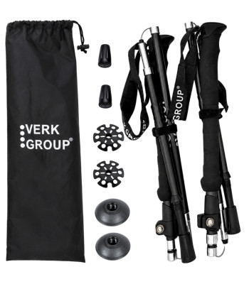 Sulankstomos trekkingo lazdos su priedais, juodos, 35 cm / 136 cm
