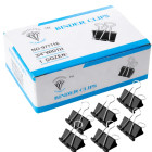 Juodi metaliniai biuro segtukai, 12 vnt., 19 mm