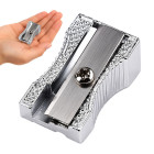 Vienos skylutės metalinis pieštukų drožtukas, sidabrinis, 2 × 1 × 2 cm