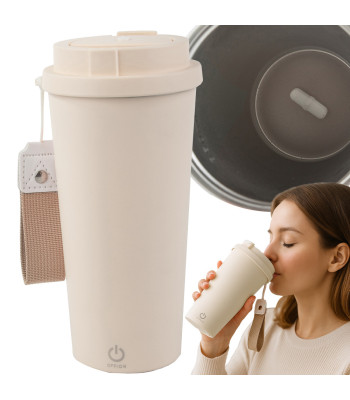 Automatiškai maišantis termopuodelis su USB įkrovimu, smėlio spalvos, 350 ml