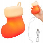 Kalėdinė silikoninė LED lemputė – kojinė, USB, 3 švietimo režimai, 7 × 7 × 5 cm