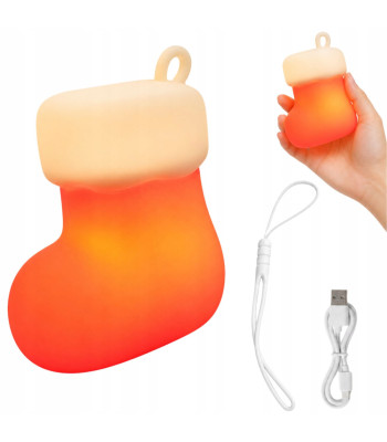 Kalėdinė silikoninė LED lemputė – kojinė, USB, 3 švietimo režimai, 7 × 7 × 5 cm