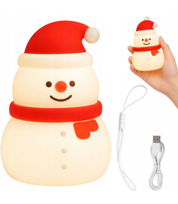 Silikoninė LED kalėdinė sniego senio lempa su USB įkrovimu ir 3 švietimo režimais, 9 × 6 cm