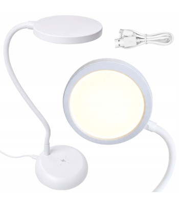 LED stalinė lempa su lanksčia kojele ir liečiamuoju valdymu, balta, USB-C