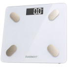 Elektroninės stiklinės vonios svarstyklės su LCD, baltos, iki 180 kg, 30 × 26 × 2 cm