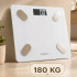 Elektroninės stiklinės vonios svarstyklės su LCD, baltos, iki 180 kg, 30 × 26 × 2 cm