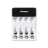 Maxday įkroviklis AA ir AAA akumuliatoriams, USB-C, LCD, 4 lizdų, baltas, 8,6 × 6,8 × 2,7 cm, C704Y4