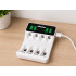 Maxday įkroviklis AA ir AAA akumuliatoriams, USB-C, LCD, 4 lizdų, baltas, 8,6 × 6,8 × 2,7 cm, C704Y4