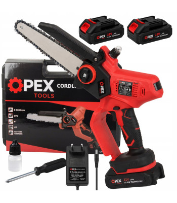 Akumuliatorinis grandininis pjūklas OPEX TOOLS, OPX28012, 8″, 2 akumuliatoriai