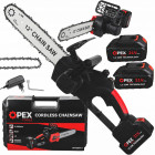 Akumuliatorinis grandininis pjūklas OPEX TOOLS, 2 akumuliatoriai 21V 3.0Ah, OPX28014, 12″