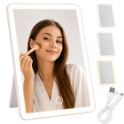 LED kosmetinis veidrodis makiažui, belaidis, baltas – 24230