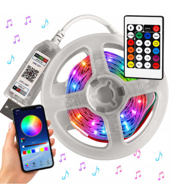 RGB IC LED neoninė juosta su Bluetooth, programėle ir nuotolinio valdymo pulteliu, 10 m