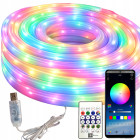Lanksti neoninė RGBIC LED juosta su Bluetooth, programėle, nuotolinio valdymo pulteliu ir USB, 360°, 10 m