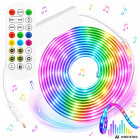 Neoninė LED juosta RGB su Bluetooth, programėle ir nuotolinio valdymo pulteliu, vidaus ir lauko naudojimui, 10 m