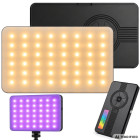 Kišeninė LED RGB-W fotografavimo lempa, 138 LED, 2700–6500 K, 12cm x 7cm x 2cm