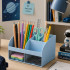 Stalo organizatorius kosmetikai ir kanceliarinėms priemonėms, mėlynas, 12 × 21 × 14 cm
