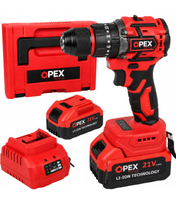 Akumuliatorinis gręžtuvas-suktuvas OPEX TOOLS su 2 akumuliatoriais ir lagaminu, OPX28037